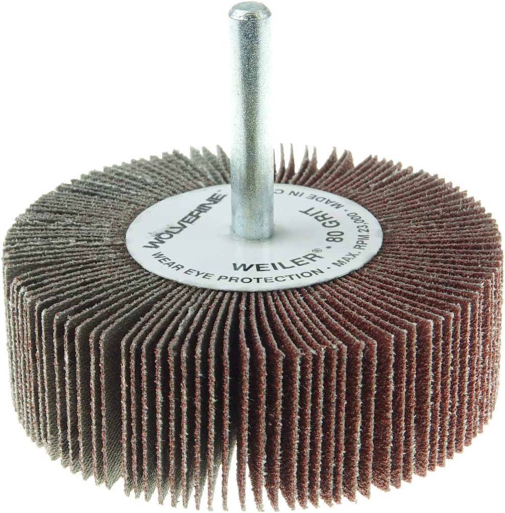 Weiler 30727 3" x 1" x 80AO Wolverine Coated Abrasive Flap Wheel, 1...