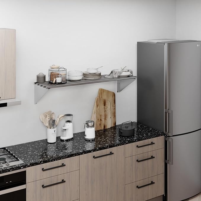 AmGood 14 in. x 48 in. NSF Stainless Steel Tubular Wall Shelf | Heavy-Duty