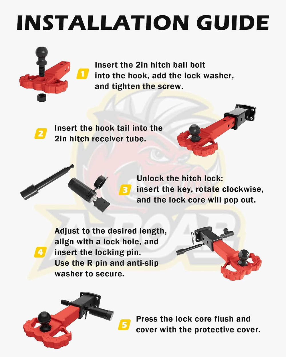 Towing Hitch Step for 2" Receivers, Trailer Hitch with 2-Inch Ball Hitch...