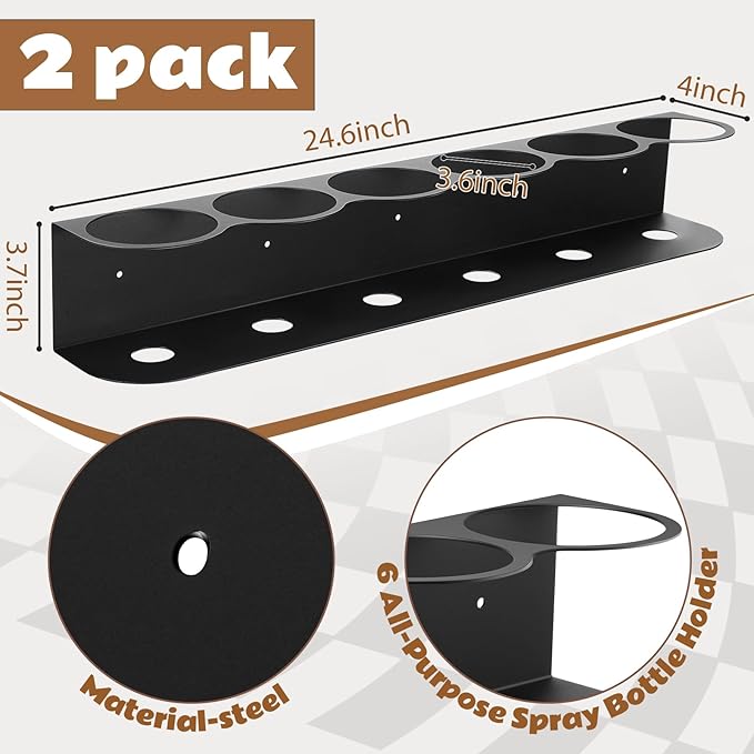Therwen 2 Pcs 6 Holes All Purpose Steel Spray Bottle Holder Heavy Duty Can