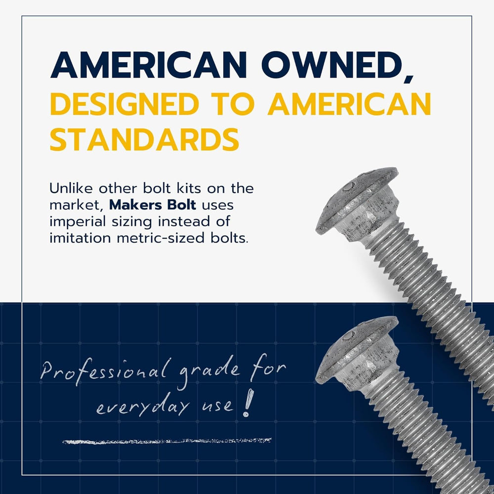 3/8" x 3" (50 Pack) Galvanized Carriage Bolt Kit, Grade 307A, Hot D...