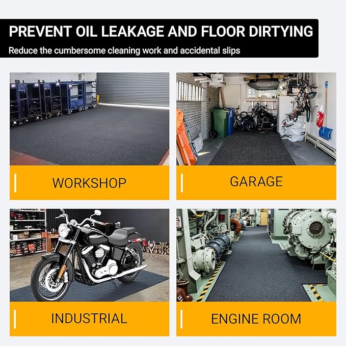 Oil Spill Garage Floor Mat Large, Heavy Duty 98" x 79" 8mm Thick Ga...