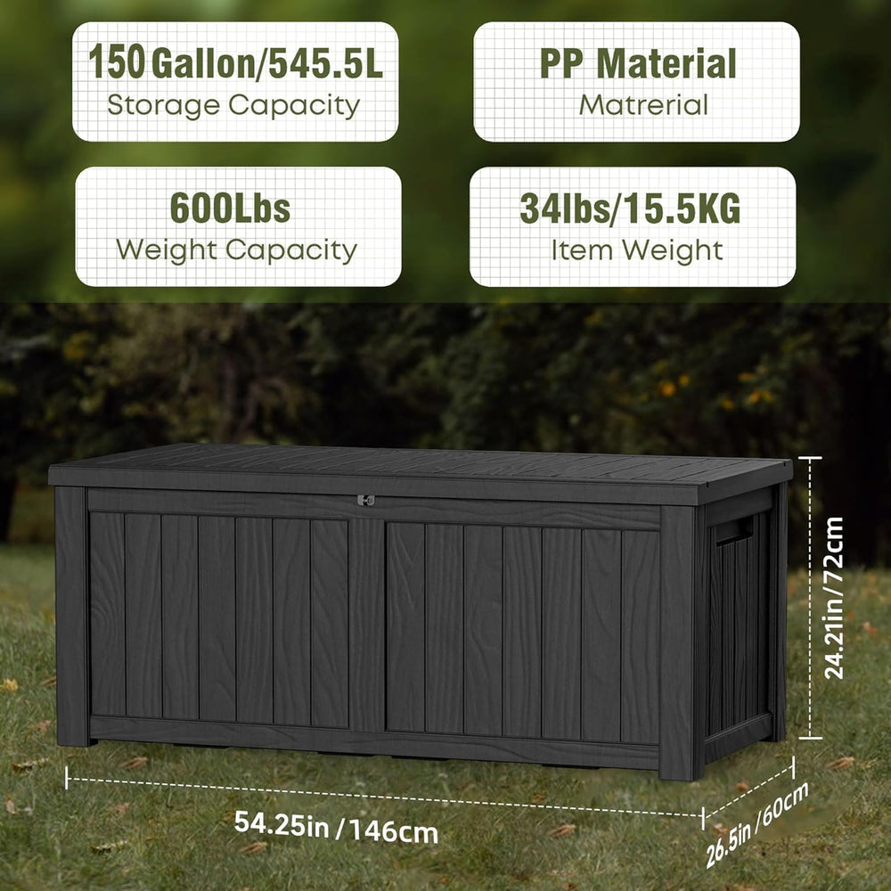 150 Gallon Outdoor Deck Box, Lockable Waterproof Outdoor Storage Boxes For Ga...