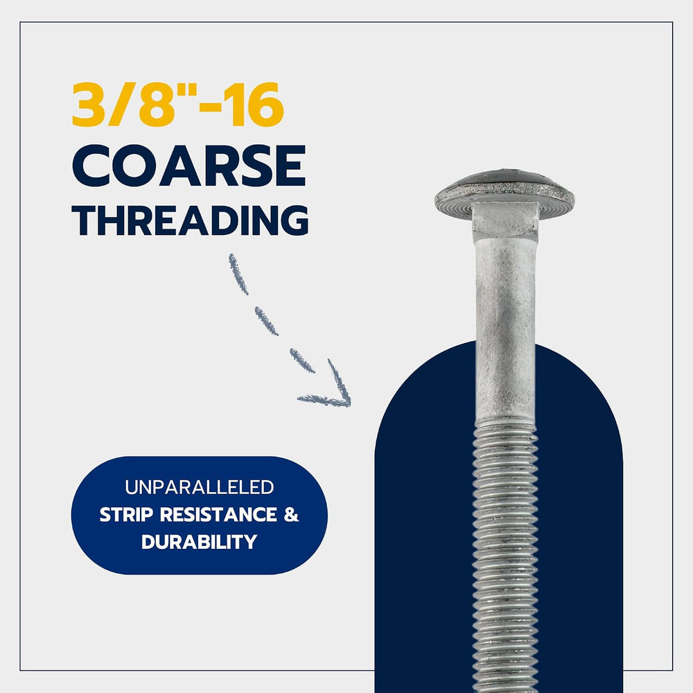 3/8" x 9" (50 Pack) Galvanized Carriage Bolt Kit, Grade 307A, Hot D...