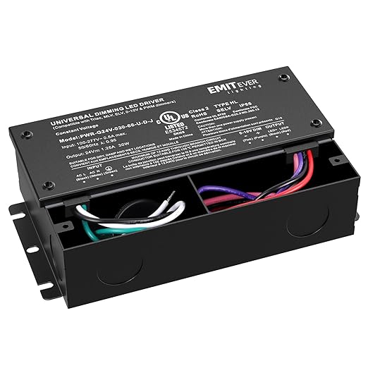 EMITEVER 30W Dimmable LED Driver, 24V Triac Dimmable Power Supply, AC to DC