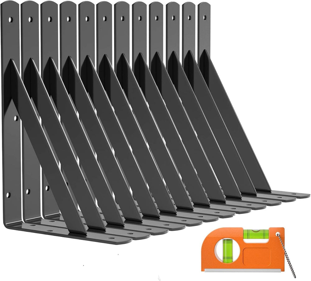 LuckIn 12-Pack Heavy Duty Shelf Bracket, 10 Inch Wall Shelf Brackets Fit for ...