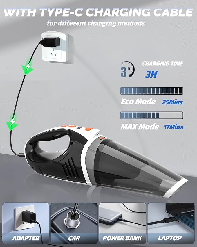 BRL Handheld Vacuum Cordless Car Vacuum Cleaner Rechargeable