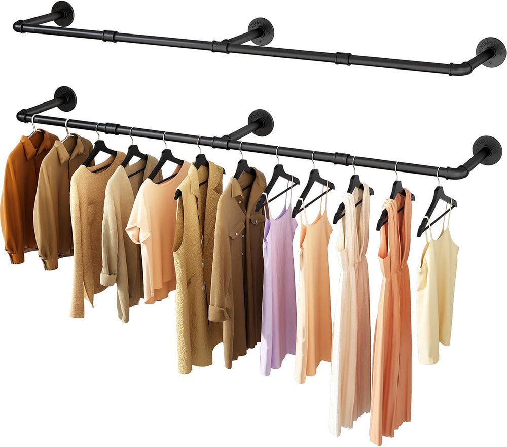 Wall Mounted Clothes Rack, 60in Industrial Pipe Clothing Rack for Hanging Clo...
