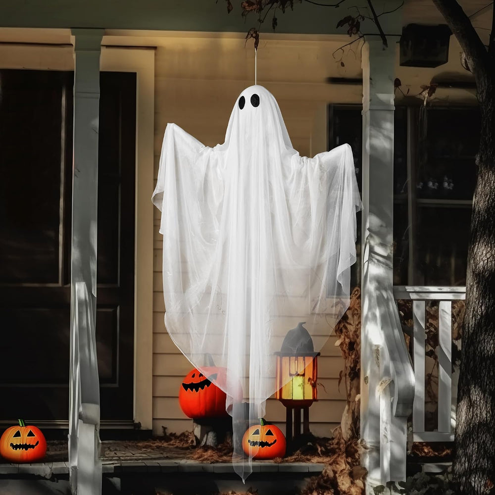 JOYIN Halloween Hanging Light up Ghost, 47” White Ghosts with Warm White LED ...