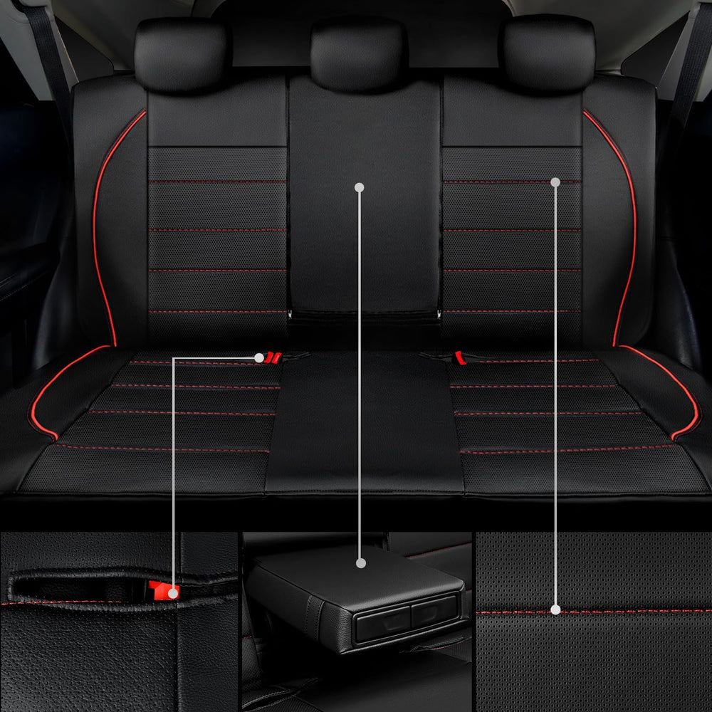 CAR PASS Leather Back Seat Cover,Piping Waterproof Bench Seat Cover, Rear Sea...