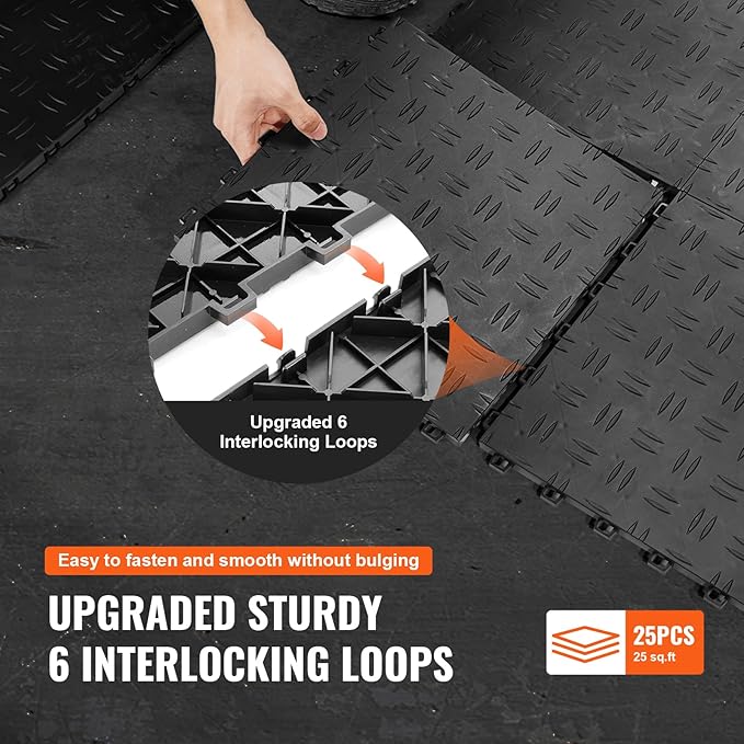 VEVOR Garage Tiles Interlocking, Non-Slip Double-Sided Texture Garage Floorin...