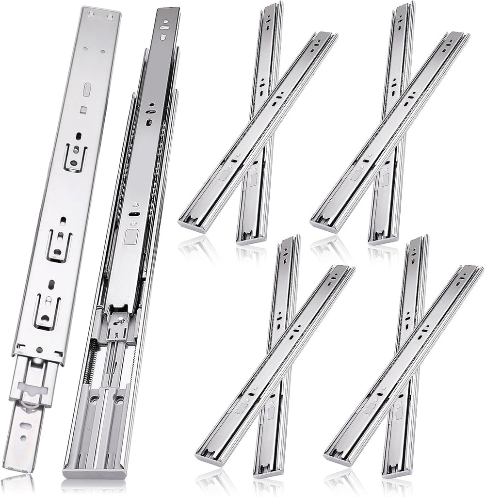 18 inch Drawer Slides 4 Pairs (8pcs) Soft Close 3 fold Full Extension Side Mo...