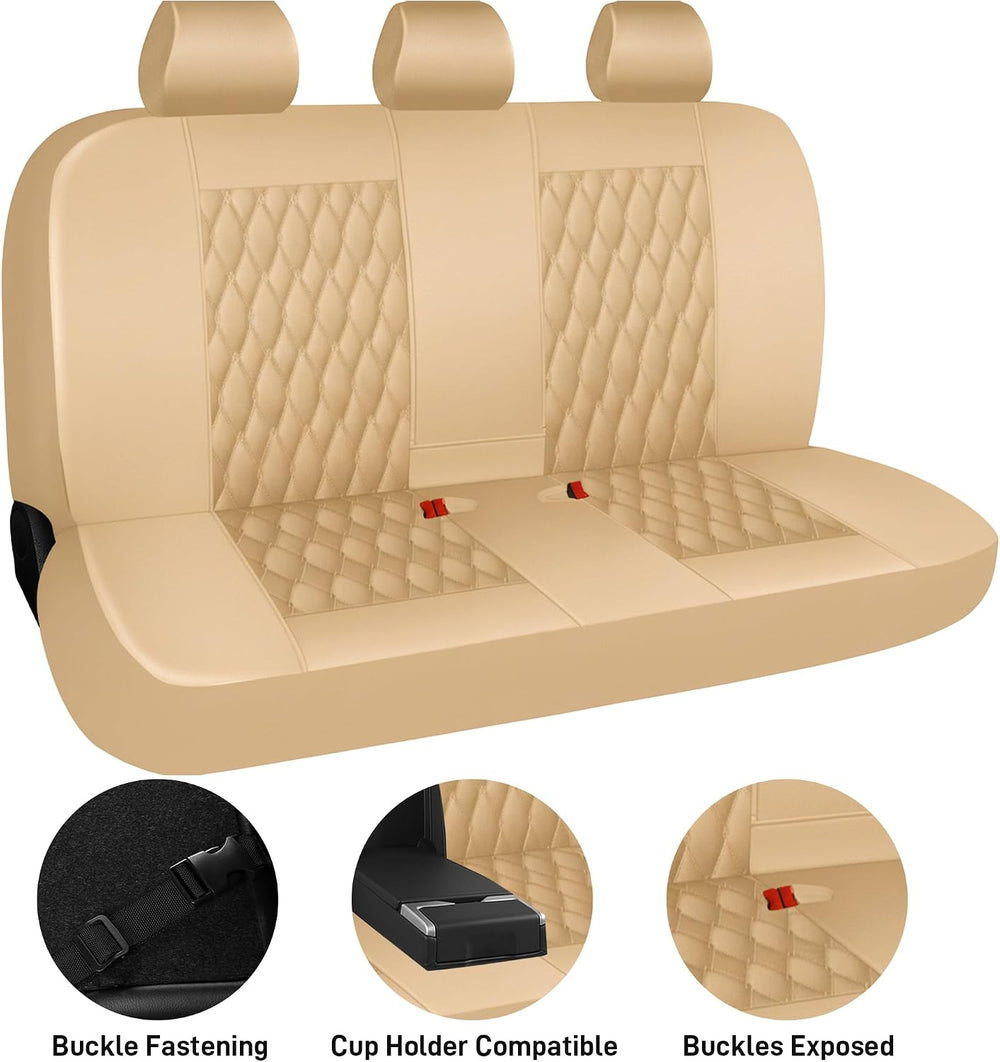 CAROMOP Faux Leather Car Seat Covers Full Set,Luxury and Comfortable Covers f...