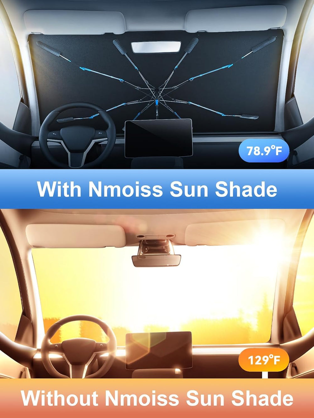 [Drive to Superior Coolness & Comfort] Nmoiss Ice Rib Windshield Sun Shad...