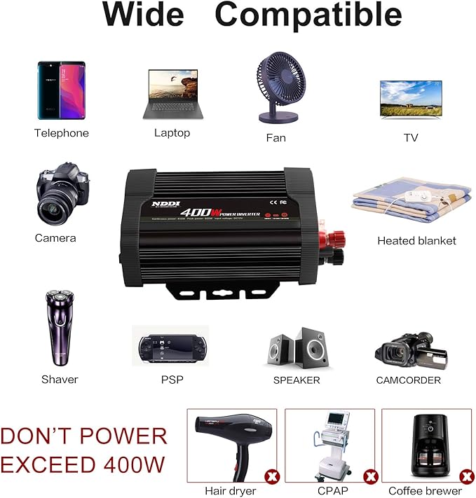 400W Car Power Inverter, DC 12V to 110V AC Converter