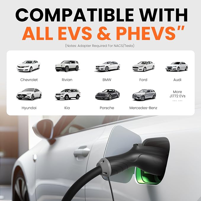 Level 2 EV Charger 48 Amp, J1772 Charger, Hardwired Electric Car Charger