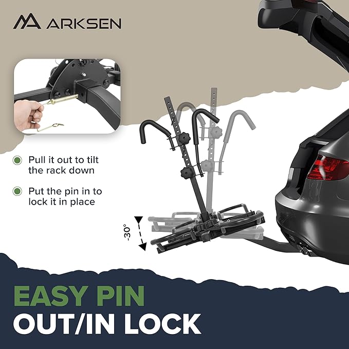 Arksen Hitch Mounted Bike Rack Smart Tilting 2-Bike Platform Style 150 lbs