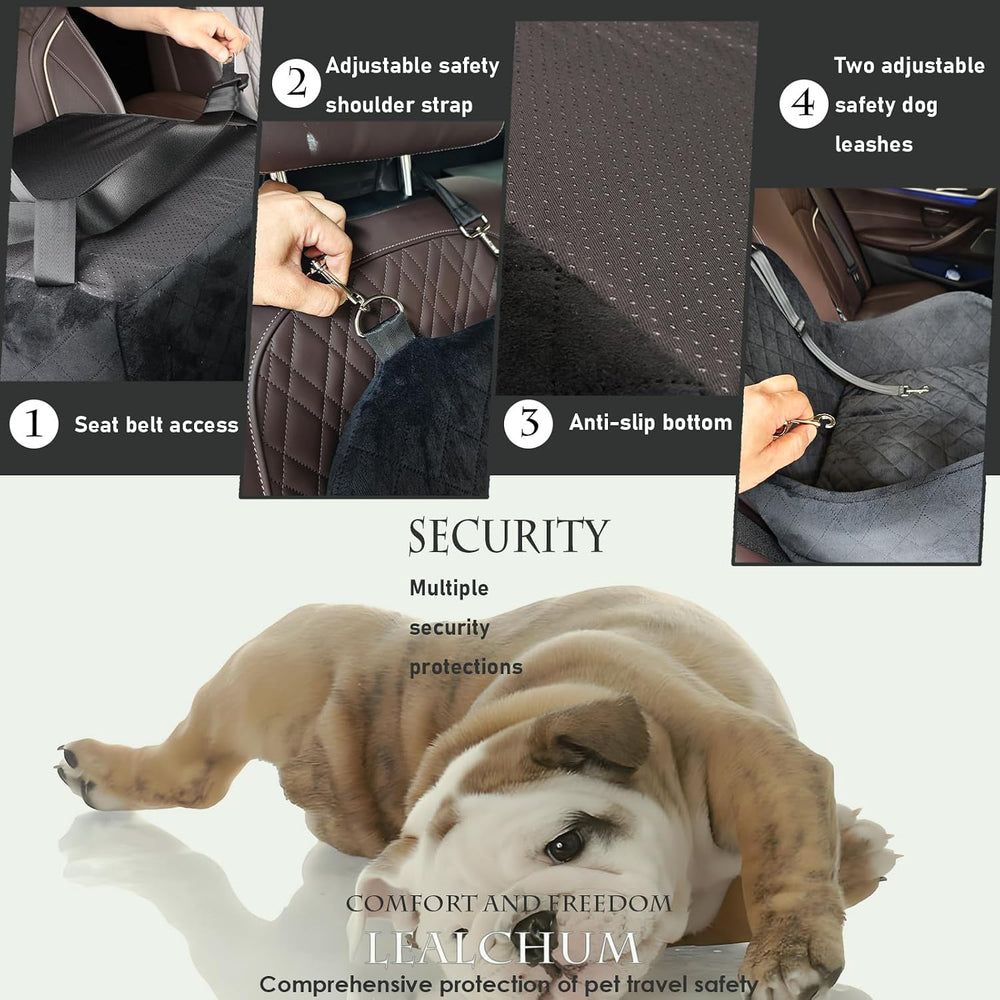 Lealchum Dog Booster Car Seat for Small/Medium Dogs Up to 35lbs,Elevated Cush...
