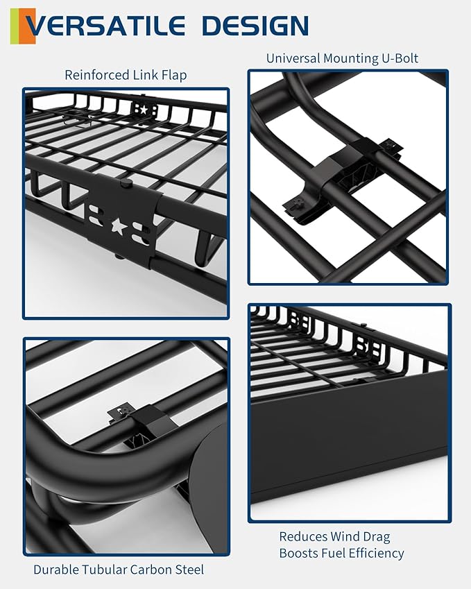 64" x 39" Universal Roof Rack Carrier Basket, 200 Lbs Capacity Car ...