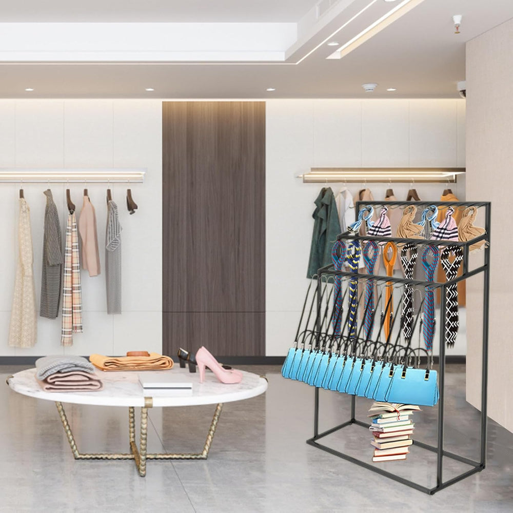 Floor Mounted Metal Belt Hanger Scarf Rack for Retail (100X40X150CM)