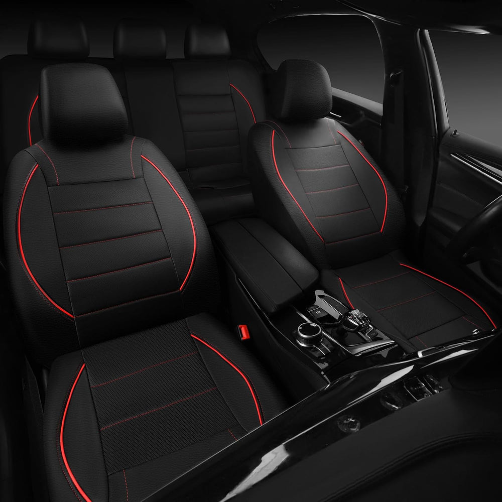 CAR PASS Universal FIT Piping Leather Two Front Seat Covers, Waterproof Faux ...