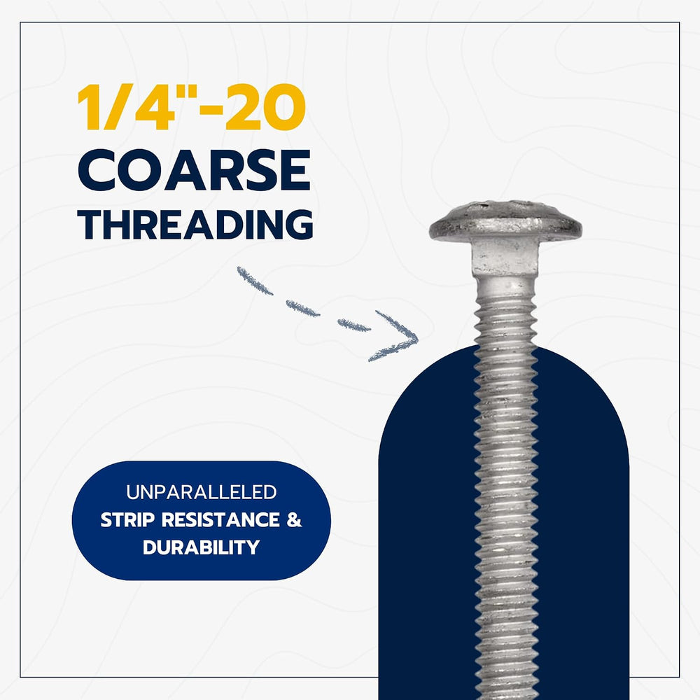 1/4" x 3-1/2" (100 Pack) Galvanized Carriage Bolt Kit Grade 307A In...