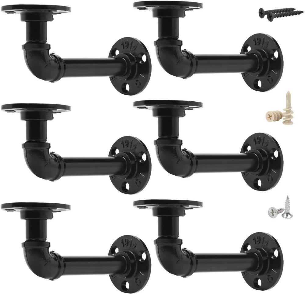 Pipe Shelf Brackets Set of 6 EQUASON Industrial Iron Shelf Brackets Pipe Shel...