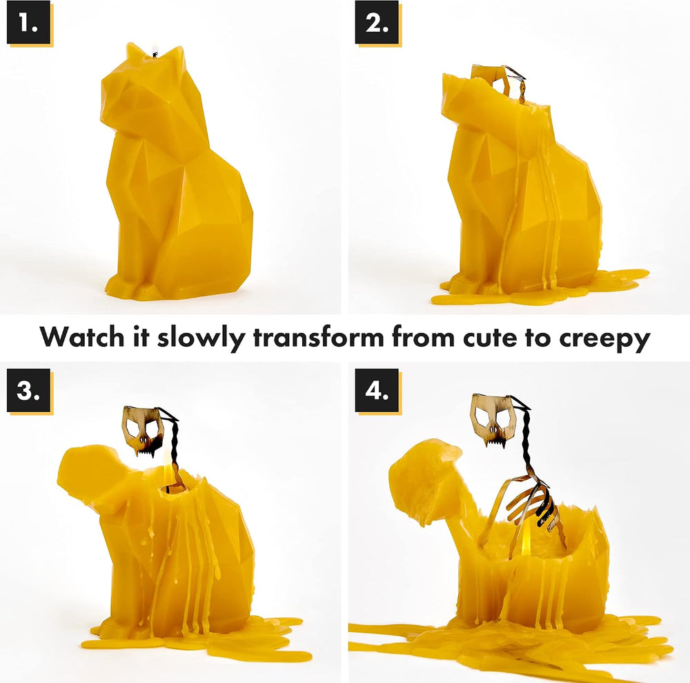 PyroPet Kisa Cat Candle (Mustard Yellow) - The Original Cat Candle with Metal...
