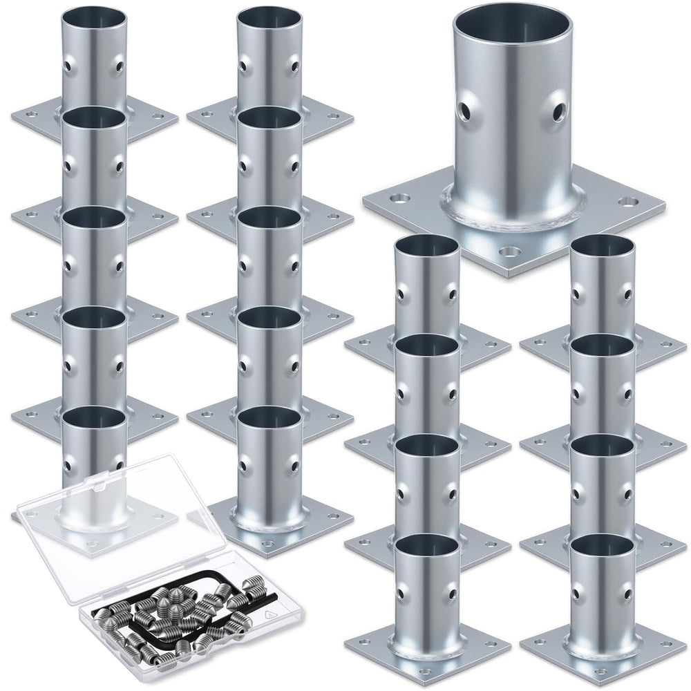 Blulu 16 Pack Galvanized Steel Flange Oblong Base for 1-5/8 OD Tubing