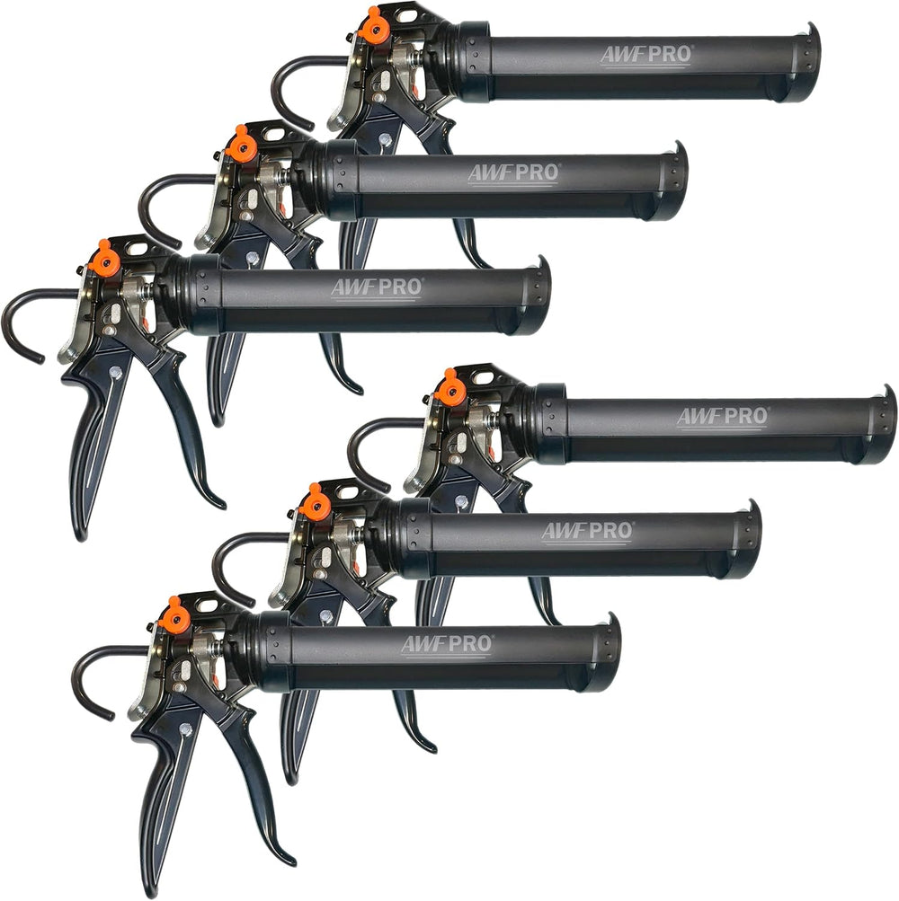 AWF PRO 10 oz Dual Thrust Caulk Gun, 25:1 or 12:1 Thrust Ratio, Pack of 6