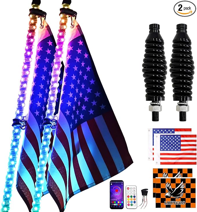 2PCS 3FT RGB LED Whip Light