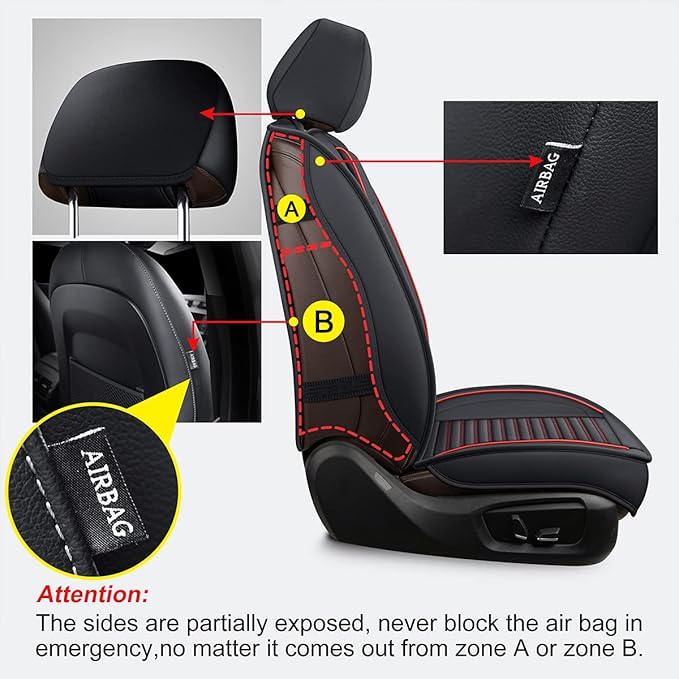 LINGVIDO Car Seat Covers, Breathable and Waterproof Faux Leather Automotive