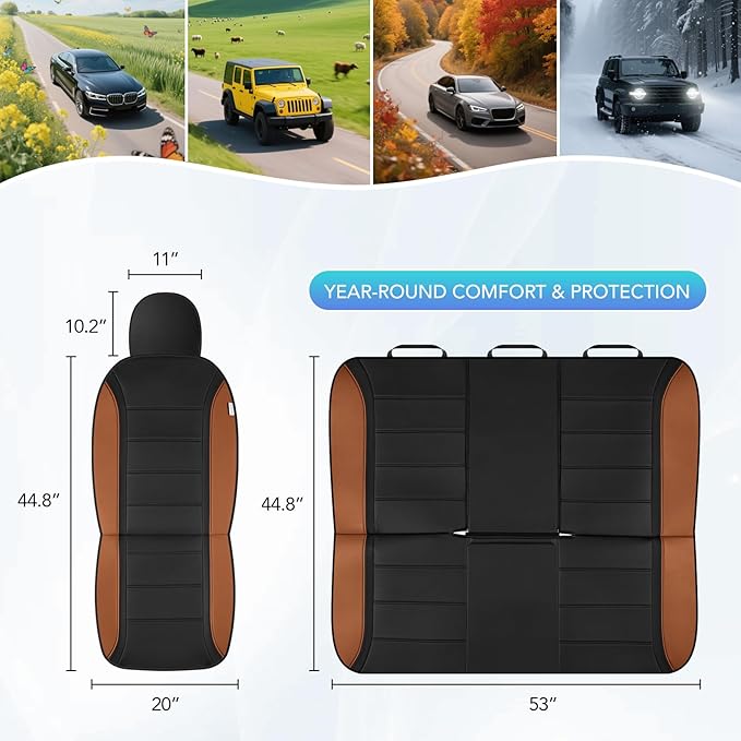 Road Comforts Leather Seat Covers, Breathable Car Seat Covers Full Set