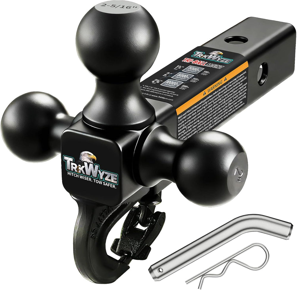Tri-Ball Hitch 2 inch Receiver, Black E-Coat, Rust & Wear Resistant