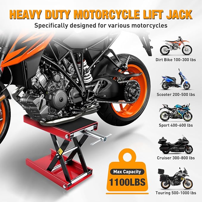Nilight Motorcycle Lift Jack 1100 LBS Scissor Jack Stand Lift from 3.4" ...