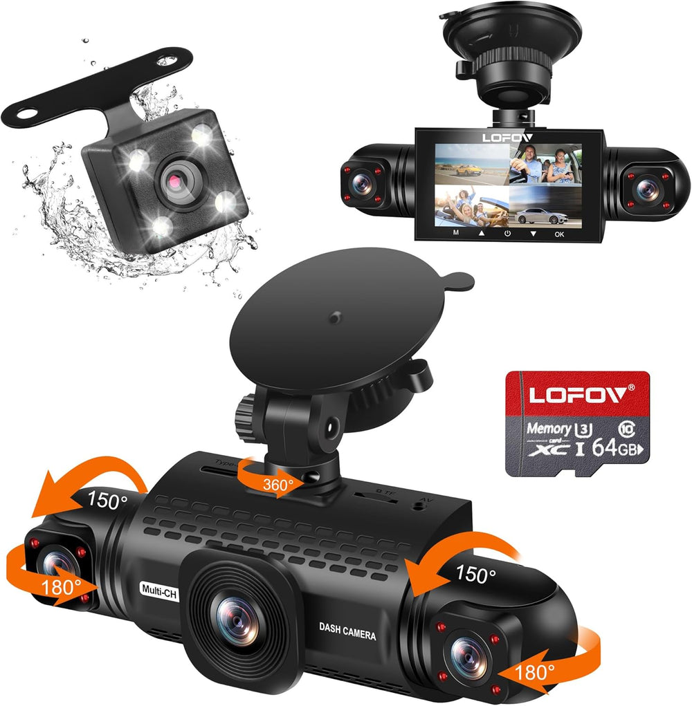 4 Channel Dash Cam 360° View 5G WiFi & APP Control, LOFOV 2K Front and Re...