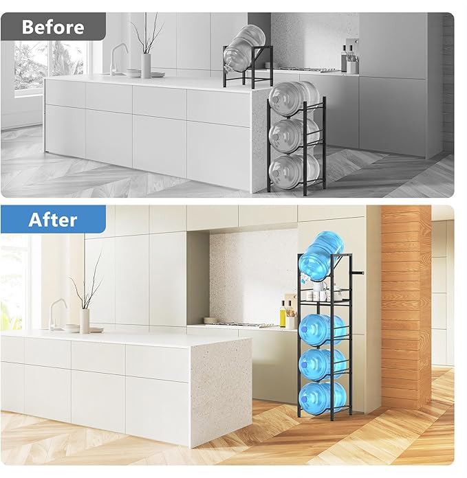 2-In-1 5 Gallon Water Jug Holder, 5 Tier Water Jug Stand Holder