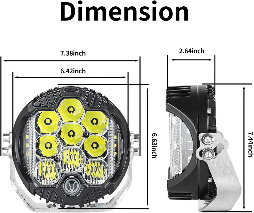 7 Inch Round LED Offroad Light with DRL, 90W Driving Light LED Light Bar, 800...