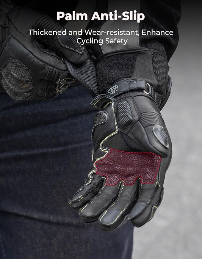 KEMIMOTO Leather Motorcycle Gloves