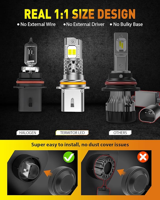 Upgraded 9007/HB5 Light Bulbs, 000LM 10X Ultra-Brighter, 6500K Cool White