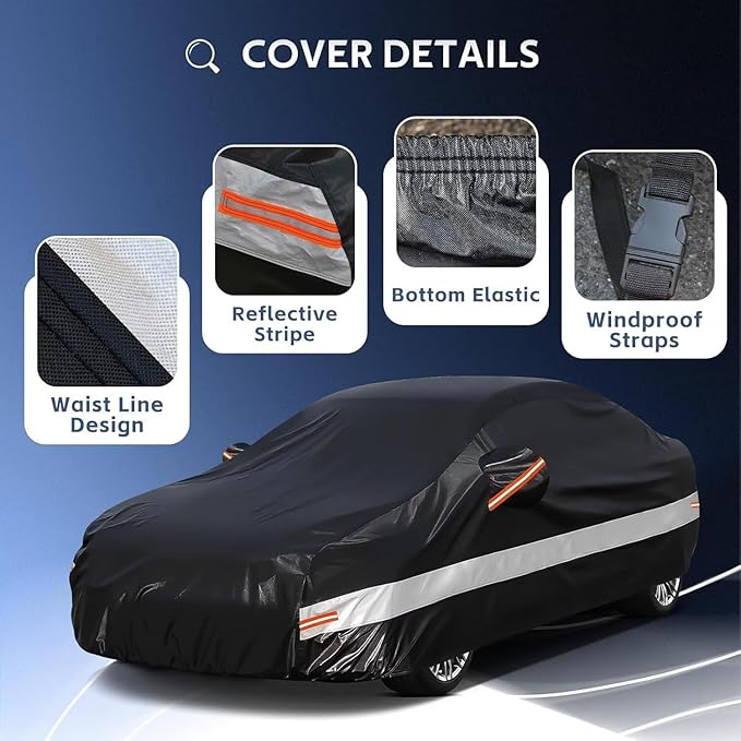 10 Layers Car Cover Custom Fit for Cadillac, Waterproof All Weather for