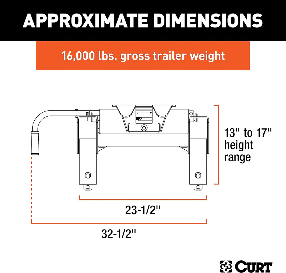 CURT 16115 E16 5th Wheel Hitch, 16,000 lbs
