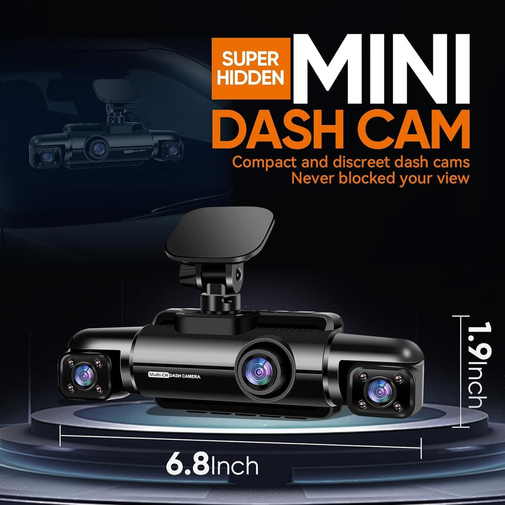 Neideso 360° Dash Cam Front and Rear Inside, 4 Channel Dash Camera for Car