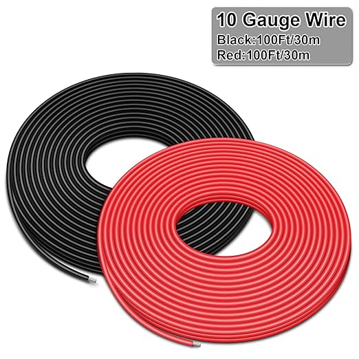 10 Gauge Wire - iGreely 100 FT Red & 100 FT Black 10 Gauge Tinned Copper
