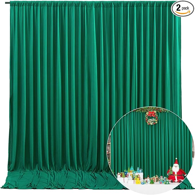 10 x 10 Feet Green Backdrop Curtain for Partie, Background Curtains for Photo...