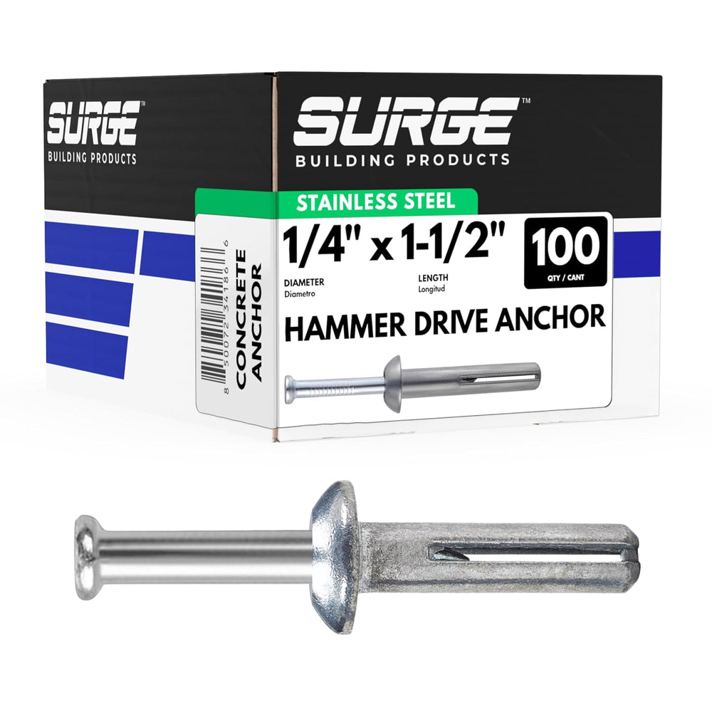1/4" X 1-1/2" Stainless Hammer Drive Nail in Concrete Anchor (Box o...