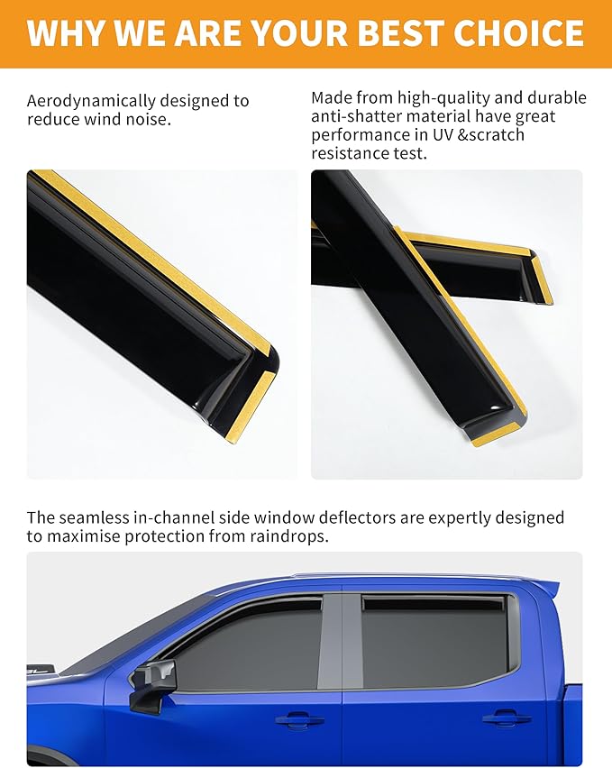 in-Channel Window Rain Guards Fit (4pcs)