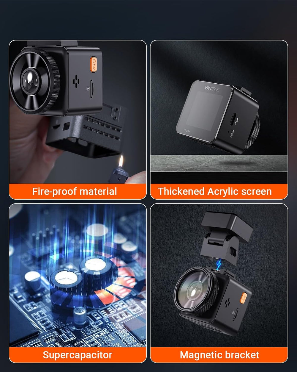 Vantrue E1 Lite 1080P Mini Dash Cam, 60fps HDR Night Vision Car Camera