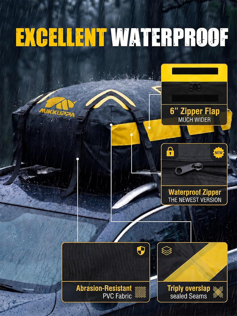 MIKKUPPA Roof Rack Basket with Waterproof Cargo Bag - Rooftop Carrier Combo |...