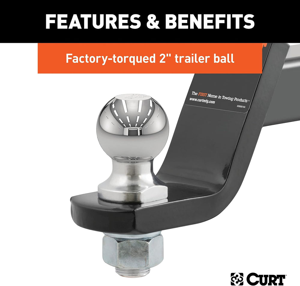 CURT 45056 Loaded Ball Mount, 2" Shank, 2" Ball, 4" Drop, 7,50...